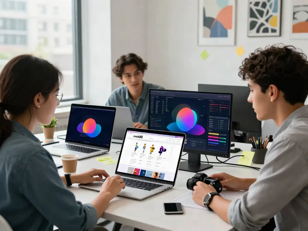 Engaging workspace with team showcasing rokok88 digital merchandise strategies