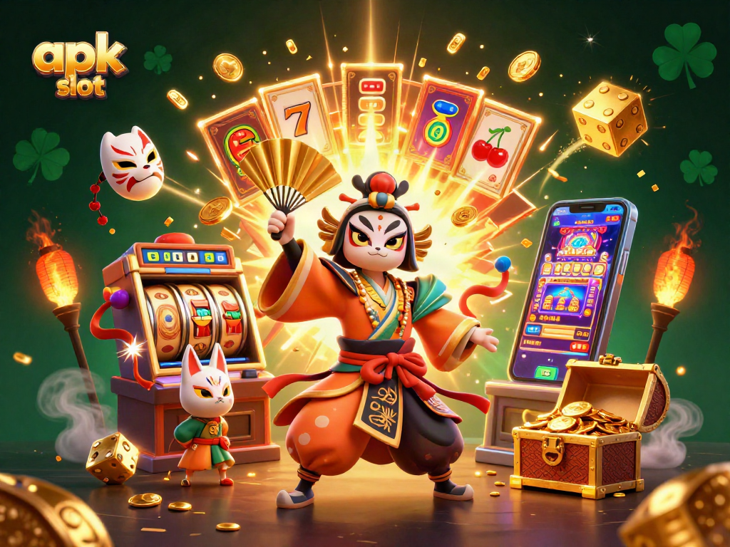 Engage in exciting apk slot action with immersive 3D characters and vibrant casino elements.